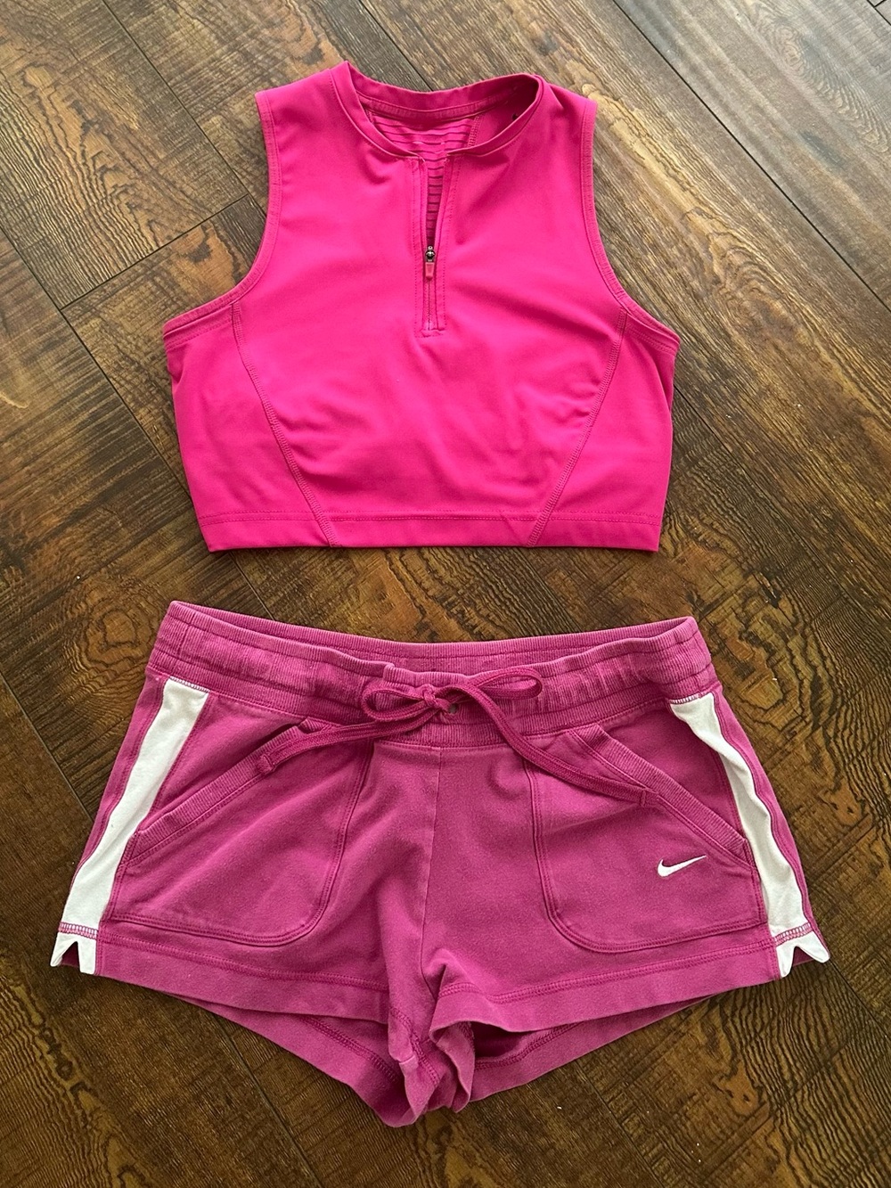 Nike Pro Hot Pink Tops and Shorts Set